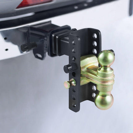 Adjustable Trailer Hitch, 152.4 mm Drop & 114.3 mm Rise Hitch Ball Mount with 50.8 mm Receiver, Solid Tube, 6350 kg GTW, 50.8 mm and 58.7 mm 45# Steel Tow Balls with Key Lock for Truck Towing.