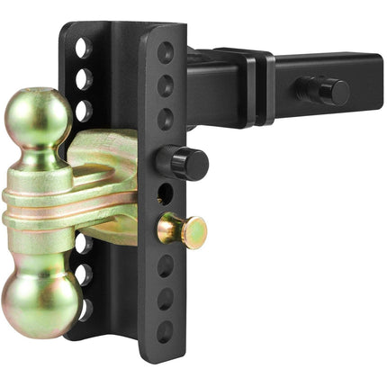 Adjustable Trailer Hitch, 152.4 mm Drop & 114.3 mm Rise Hitch Ball Mount with 50.8 mm Receiver, Solid Tube, 6350 kg GTW, 50.8 mm and 58.7 mm 45# Steel Tow Balls with Key Lock for Truck Towing.