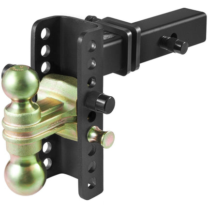 Adjustable Trailer Hitch, 152.4 mm Drop & 114.3 mm Rise Hitch Ball Mount with 50.8 mm Receiver, Solid Tube, 6350 kg GTW, 50.8 mm and 58.7 mm 45# Steel Tow Balls with Key Lock for Truck Towing.