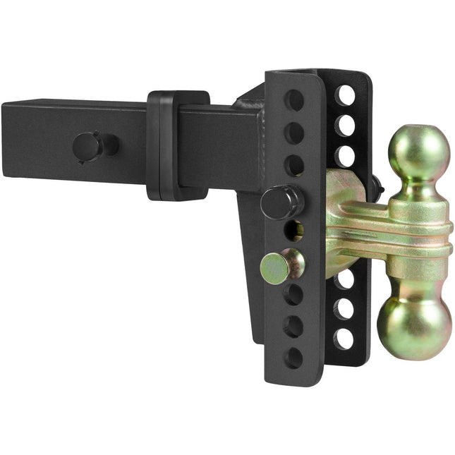 Adjustable Trailer Hitch, 15cm Drop & 11.43cm Rise Hitch Ball Mount with 6.35cm Receiver, Solid Tube, 6577 kgs GTW, 5.08cm & 5.08-0.79cm 45# Steel Tow Balls with Key Lock for Truck Towing.