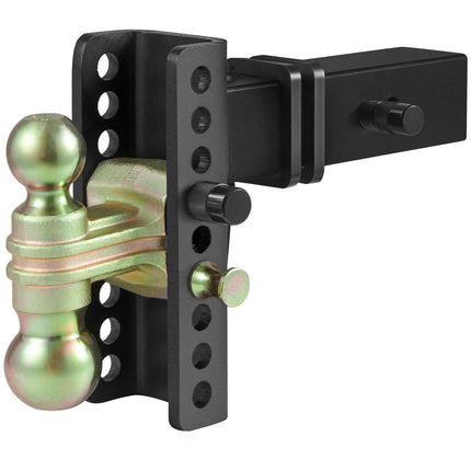 Adjustable Trailer Hitch, 15cm Drop & 11.43cm Rise Hitch Ball Mount with 6.35cm Receiver, Solid Tube, 6577 kgs GTW, 5.08cm & 5.08-0.79cm 45# Steel Tow Balls with Key Lock for Truck Towing.