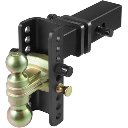 Adjustable Trailer Hitch, 15cm Drop & 11.43cm Rise Hitch Ball Mount with 6.35cm Receiver, Solid Tube, 6577 kgs GTW, 5.08cm & 5.08-0.79cm 45# Steel Tow Balls with Key Lock for Truck Towing.