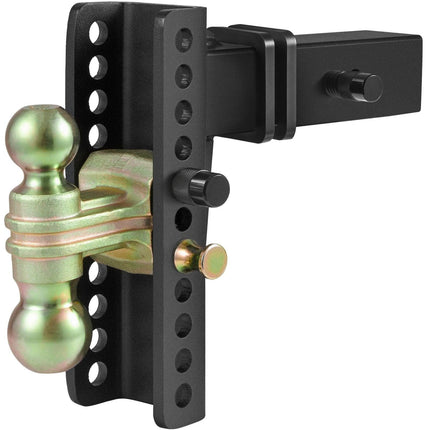 Adjustable Trailer Hitch, 203.2 mm Drop & 165.1 mm Rise Hitch Ball Mount with 63.5 mm Receiver, Solid Tube, 6577 kg GTW, 50.8 mm & 58.7 mm 45# Steel Tow Balls with Key Lock for Truck Towing.