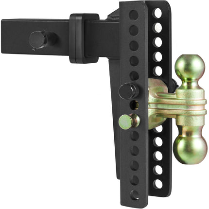 Adjustable Trailer Hitch, 25 cm Drop & 21.59 cm Rise Hitch Ball Mount with 6.35 cm Receiver Solid Tube, 6577 kgs GTW, 5.08 cm & 5.08-0.79 cm 45# Steel Tow Balls with Key Lock for Truck Towing.