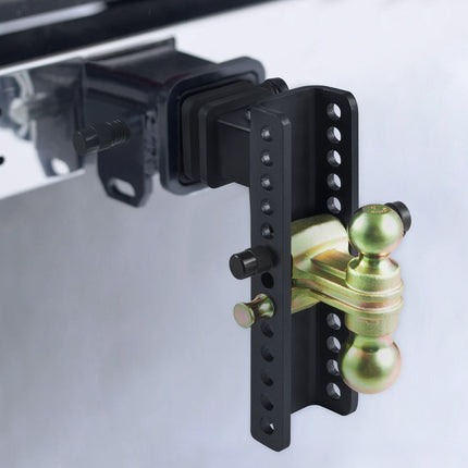Adjustable Trailer Hitch, 25 cm Drop & 21.59 cm Rise Hitch Ball Mount with 6.35 cm Receiver Solid Tube, 6577 kgs GTW, 5.08 cm & 5.08-0.79 cm 45# Steel Tow Balls with Key Lock for Truck Towing.