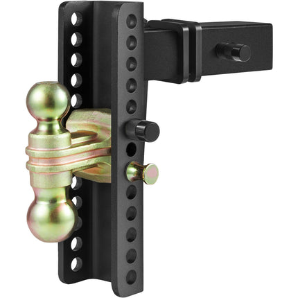 Adjustable Trailer Hitch, 25 cm Drop & 21.59 cm Rise Hitch Ball Mount with 6.35 cm Receiver Solid Tube, 6577 kgs GTW, 5.08 cm & 5.08-0.79 cm 45# Steel Tow Balls with Key Lock for Truck Towing.