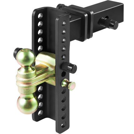 Adjustable Trailer Hitch, 25 cm Drop & 21.59 cm Rise Hitch Ball Mount with 6.35 cm Receiver Solid Tube, 6577 kgs GTW, 5.08 cm & 5.08-0.79 cm 45# Steel Tow Balls with Key Lock for Truck Towing.