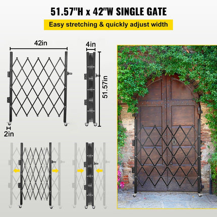 Single Folding Security Gate Folding Door Gate 37"W x 48"H Scissor Gate.