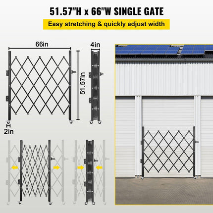 Single Folding Security Gate Folding Door Gate 48"H x 66"W Scissor Gate.