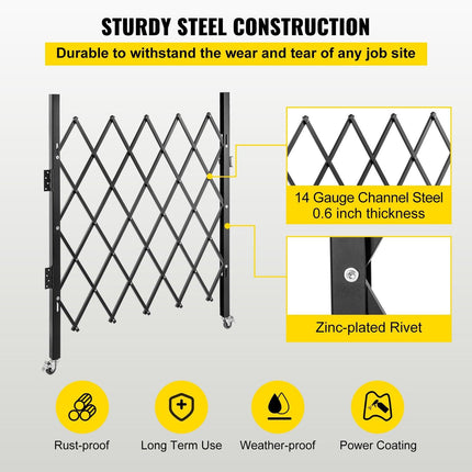 Single Folding Security Gate Folding Door Gate 48"H x 66"W Scissor Gate.