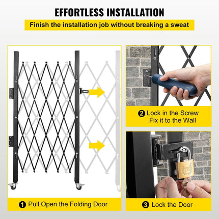 Single Folding Security Gate Folding Door Gate 48"H x 66"W Scissor Gate.