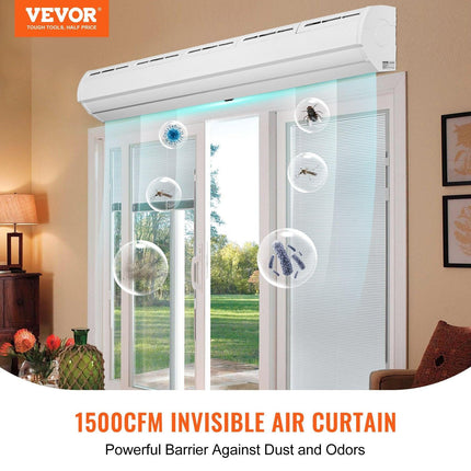 1.5m Commercial Indoor Air Curtain Super Power 2 Speeds 2547m³/h, UL Certified Wall Mounted Air Curtains for Doors, Indoor Over Door Fan with Heavy Duty Limit Switch, Easy-Install Unheated.