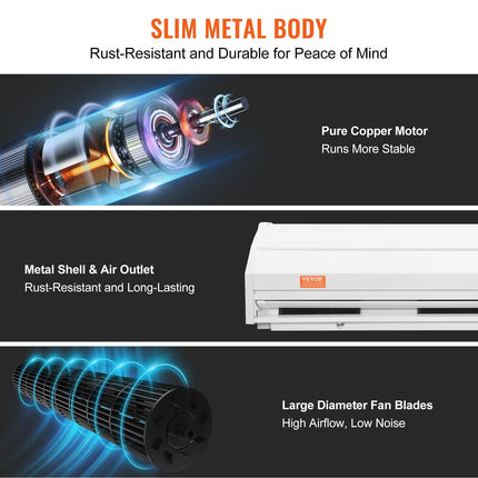 1.5m Commercial Indoor Air Curtain Super Power 2 Speeds 2547m³/h, UL Certified Wall Mounted Air Curtains for Doors, Indoor Over Door Fan with Heavy Duty Limit Switch, Easy-Install Unheated.