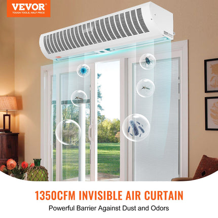 1.1m Commercial Indoor Air Curtain Super Power 2 Speeds 2292m_/h, UL Certified Wall Mounted Air Curtains for Doors, Indoor Over Door Fan with Heavy Duty Limit Switch, Easy-Install Unheated.