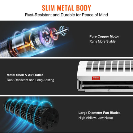 1.1m Commercial Indoor Air Curtain Super Power 2 Speeds 2292m_/h, UL Certified Wall Mounted Air Curtains for Doors, Indoor Over Door Fan with Heavy Duty Limit Switch, Easy-Install Unheated.