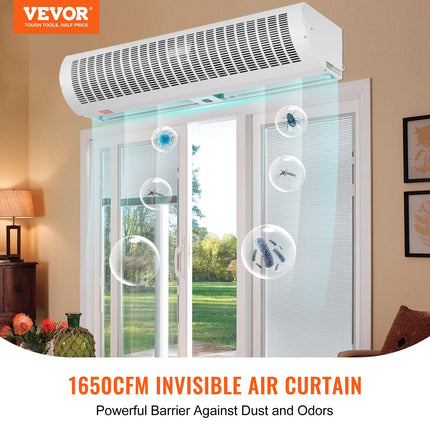 1.2m Commercial Indoor Air Curtain Super Power 2 Speeds 2802m_/h, UL Certified Wall Mounted Air Curtains for Doors, Indoor Over Door Fan with Heavy Duty Limit Switch, Easy-Install Unheated.