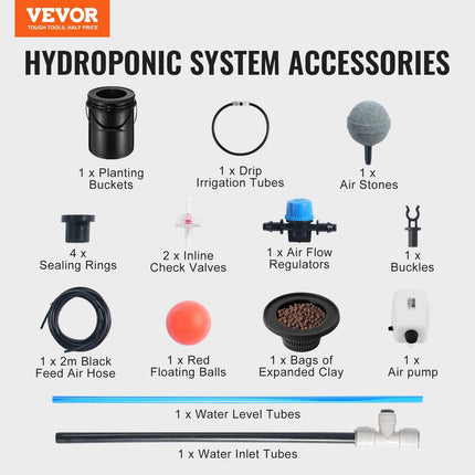 DWC Hydroponics Grow System Deep Water Culture with Top Drip 1 Bucket 20L.