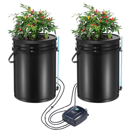 DWC Hydroponics Grow System Deep Water Culture with Top Drip 2 Buckets.