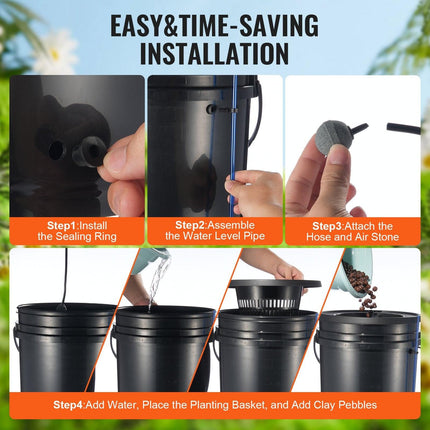 DWC Hydroponics Grow System Deep Water Culture with Top Drip 2 Buckets.