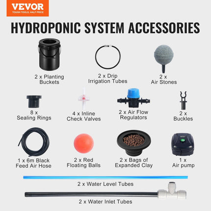 DWC Hydroponics Grow System Deep Water Culture with Top Drip 2 Buckets.