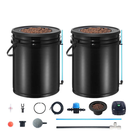 DWC Hydroponics Grow System Deep Water Culture with Top Drip 2 Buckets.