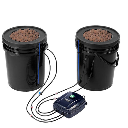 DWC Hydroponics Grow System Deep Water Culture with Top Drip 2 Buckets.