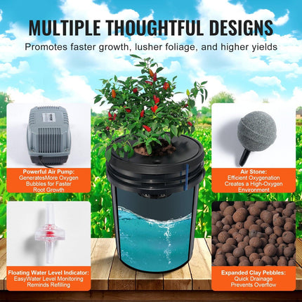 DWC Hydroponics Grow System Deep Water Culture 8 Buckets with Air Pump.