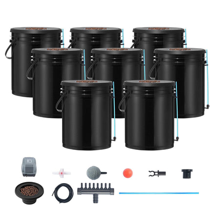 DWC Hydroponics Grow System Deep Water Culture 8 Buckets with Air Pump.
