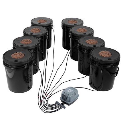 DWC Hydroponics Grow System Deep Water Culture 8 Buckets with Air Pump.