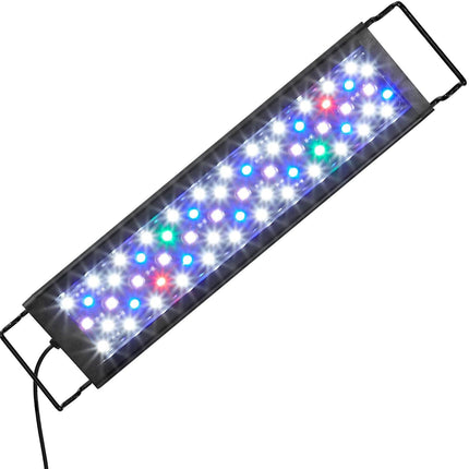 Aquarium Light, 14W Full Spectrum Fish Tank Light with 24/7 Natural Mode, Adjustable Timer & 5-Level Brightness, with Aluminum Alloy Shell Extendable Brackets for 12"-18" Freshwater Planted Tank.