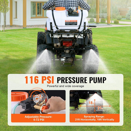 ATV Sprayer 60 L/15.9 Gal ATV/UTV Spot Sprayer with A Nozzle Boom 1.9 GPM.
