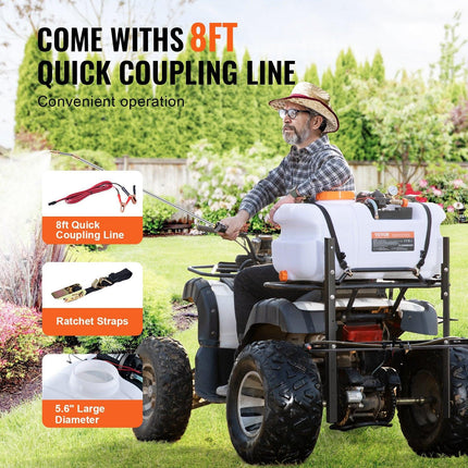 ATV Sprayer 60 L/15.9 Gal ATV/UTV Spot Sprayer with A Nozzle Boom 1.9 GPM.
