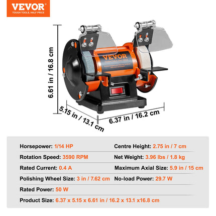 Jewelry Polisher, Bench Grinder Polishing & Buffing Machine, 3590RPM Bench Lathe Polisher with 1 Wool Wheel & 1 Abrasive Fiber Wheel & 1 Grinding Wheel & 100pcs Tools.