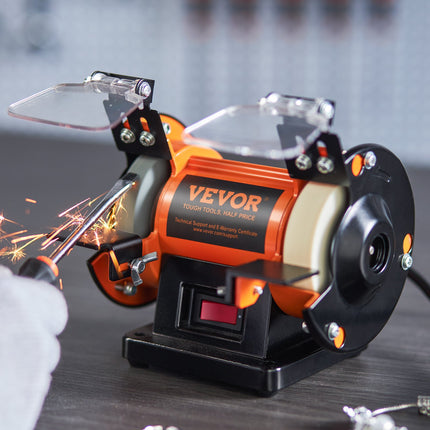 Jewelry Polisher, Bench Grinder Polishing & Buffing Machine, 3590RPM Bench Lathe Polisher with 1 Wool Wheel & 1 Abrasive Fiber Wheel & 1 Grinding Wheel & 100pcs Tools.