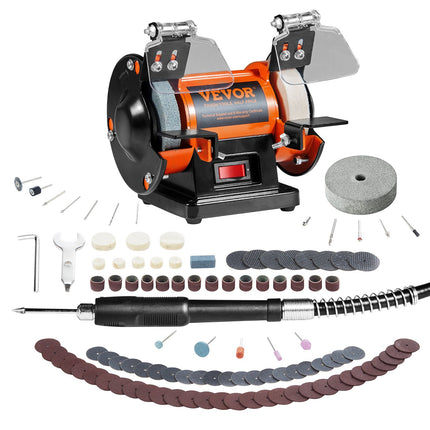 Jewelry Polisher, Bench Grinder Polishing & Buffing Machine, 3590RPM Bench Lathe Polisher with 1 Wool Wheel & 1 Abrasive Fiber Wheel & 1 Grinding Wheel & 100pcs Tools.