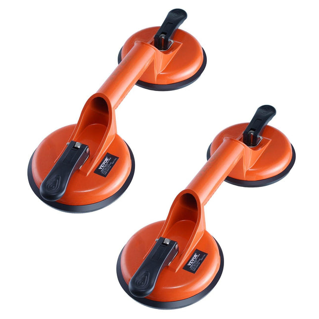 Glass Suction Cup, 119 mm 2 Pack 150 kg Load Capacity, Vacuum Suction Cup with Aluminum Handle, Heavy Duty Industrial Suction Cup Lifter Tool for Glass, Granite, Tile, Metal, Wood Panel Lifting.