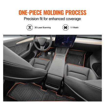 Automotive Floor Mats Fits for Tesla Model Y 2021-2024 3 pcs TPE Liners.