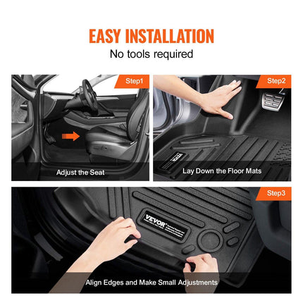 Automotive Floor Mats Fits for Tesla Model Y 2021-2024 3 pcs TPE Liners.