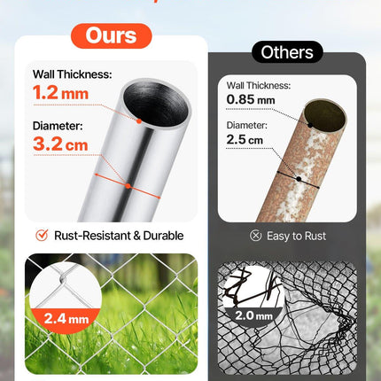 Chain Link Fence Gate, 70 x 72 in, Adjustable Chain Link Fence Panel, Fit 3 ft (W) x 4 ft (H) Garden Fence Gate Opening, Rust-Resistant Galvanized Fencing Gate for Farm Posts Not Included.