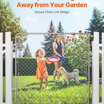 Chain Link Fence Gate, 70 x 72 in, Adjustable Chain Link Fence Panel, Fit 3 ft (W) x 4 ft (H) Garden Fence Gate Opening, Rust-Resistant Galvanized Fencing Gate for Farm Posts Not Included.