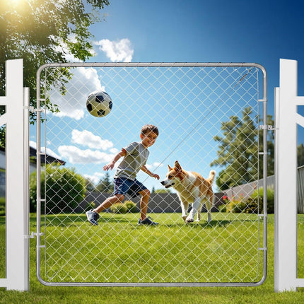 Chain Link Fence Gate, 70 x 72 in, Adjustable Chain Link Fence Panel, Fit 3 ft (W) x 4 ft (H) Garden Fence Gate Opening, Rust-Resistant Galvanized Fencing Gate for Farm Posts Not Included.