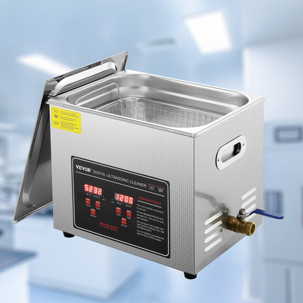 Ultrasonic Cleaner with Digital Timer & Heater, Professional Ultra Sonic Jewelry Cleaner, Stainless Steel Heated Cleaning Machine for Glasses Watch Rings Small Parts Circuit Board (10L).