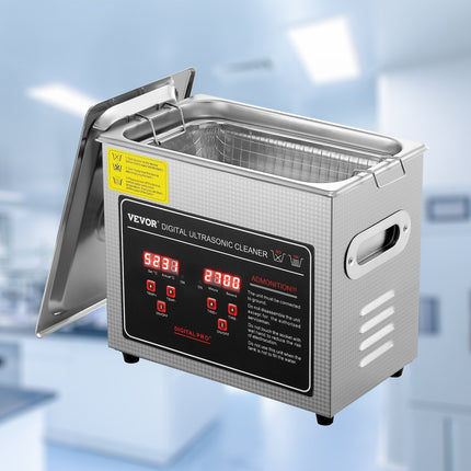 Ultrasonic Cleaner with Digital Timer & Heater, Professional Ultra Sonic Jewelry Cleaner, Stainless Steel Heated Cleaning Machine for Glasses Watch Rings Small Parts Circuit Board (3L).