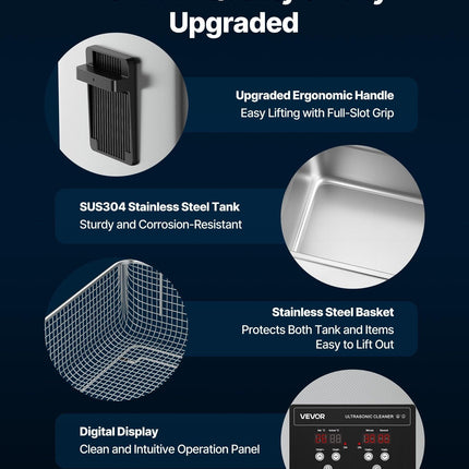 30L Ultrasonic Cleaner, Professional Ultrasonic Cleaner Machine with Cleaning Basket & Digital Display, 480W Stainless Steel 40kHz Industrial Cleaning Machine for Parts, Carburetors, Instruments.