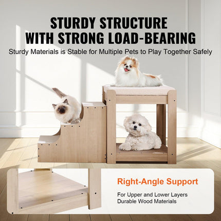 Pet Bunk Bed with Stairs Dog/Cat Window Perch for Bedside Indoor Use.