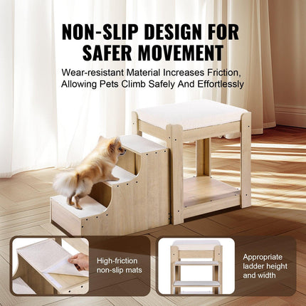 Pet Bunk Bed with Stairs Dog/Cat Window Perch for Bedside Indoor Use.