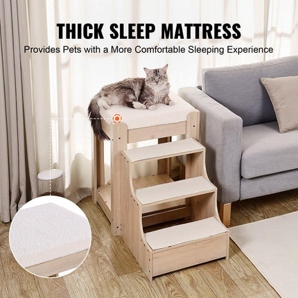 Pet Bunk Bed with Stairs Dog/Cat Window Perch for Bedside Indoor Use.