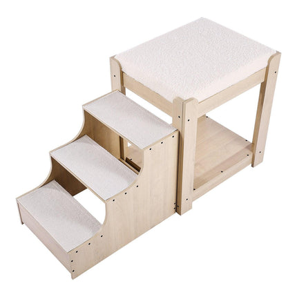 Pet Bunk Bed with Stairs Dog/Cat Window Perch for Bedside Indoor Use.