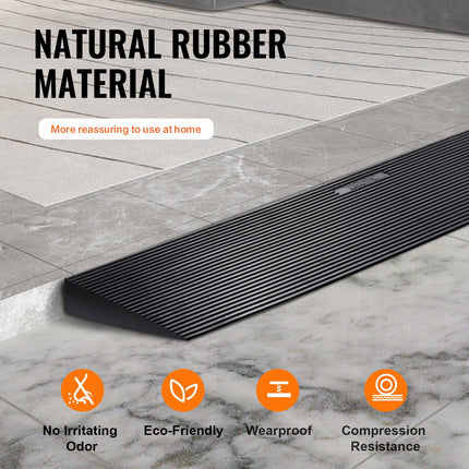 3 cm Rise Cuttable Threshold Ramp for Sweeping Robot, 90 cm Wide Natural Rubber Wheelchair Ramp, Non-Slip Solid Rubber Ramp with Double-Sided Tape for Doorways, Driveways, Bathroom, Smooth Tile.