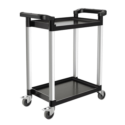 Utility Cart, 300 lbs Load Capacity, 2-tier Utility Plastic Cart with 360° Swivel Wheels (2 with Brakes), 24.4 x 16.1-inch Food Service Cart for Warehouse, Office, Home, Restaurant, Kitchen.